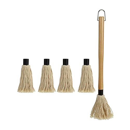 Colcolo BBQ Basting Mop Grill Fetten Mop Robuste Baumwolle Faser Kopf Sojasauce Pinsel Backen Tauch Pinsel für Steak Fleisch Grillen Werkzeug, groß mit 4 von Colcolo
