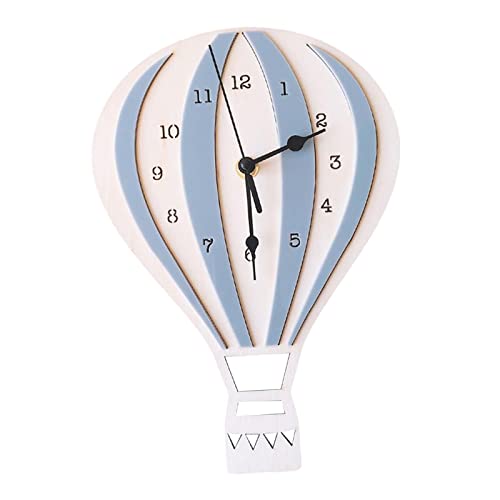 Colcolo Cartoon-Heißluftballon-Uhr, kein, Kunsthandwerk im nordischen Stil, Wanduhr für Schlafzimmer, Kinderzimmer, Café, Heimdekoration, GRAU von Colcolo