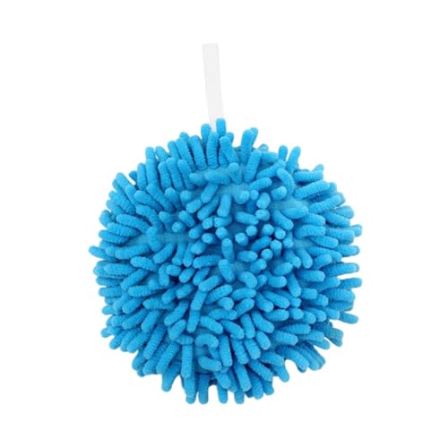 Colcolo Chenille-Handtuch mit Schlaufe, praktisch, praktisch, Dekoration, saugfähiges Badezimmertuch, Handwischball für Dusche und Damen, Blau von Colcolo