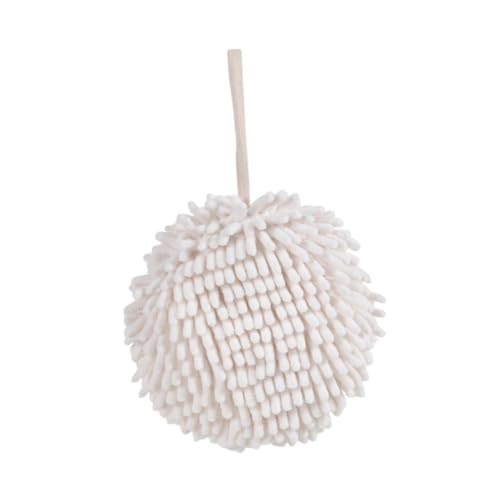 Colcolo Chenille-Handtuch mit Schlaufe, praktisch, praktisch, Dekoration, saugfähiges Badezimmertuch, Handwischball für Dusche und Damen, Weiß von Colcolo