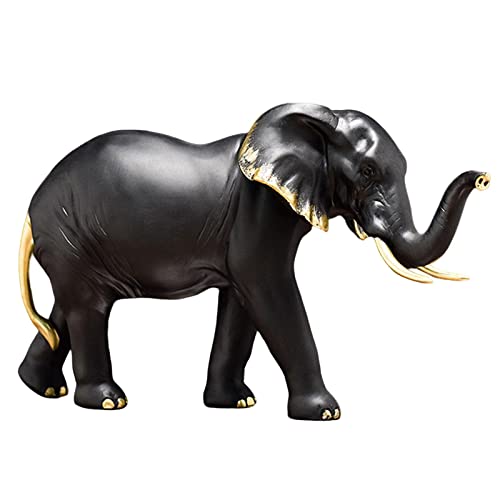 Colcolo Elefant-Statue aus Kunstharz, Basteln, Ornamente, Glücksfigur, Geschenk, Skulptur für, Bar, Dekoration, Heimdekoration, Weinschrank, Schwarzer Bogen von Colcolo