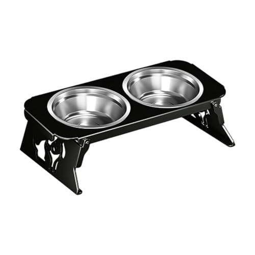 Colcolo Erhöhte Hundenäpfe, erhöhter Ständer, stabile Futterstation für Hunde, Katzen und Kätzchen, Futternäpfe, erhöhter Hundenapf, Edelstahlnäpfe, Schwarz von Colcolo