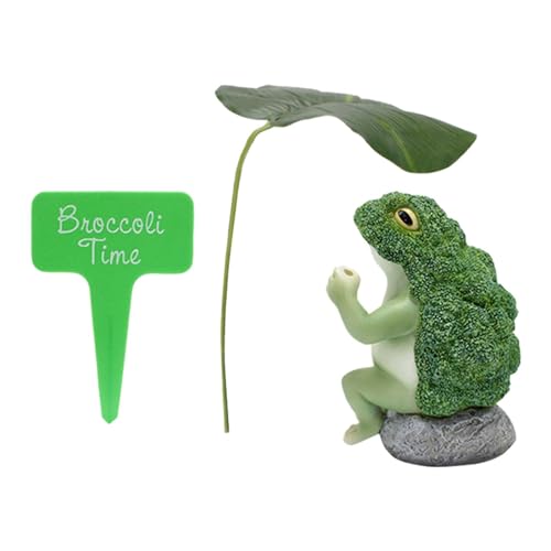 Colcolo Frosch-Gartenstatue, Kunstharz, Figur, Geburtstagsgeschenk, Dekoration, Tierskulptur, Brokkoli, dekorativ für Schrank, Weihnachten, Veranda von Colcolo