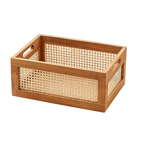 Colcolo Holz Aufbewahrungskorb Heimorganisation mit Griff Ausrüstung Dekor Desktop Rahmen Box Schublade Aufbewahrungsbox für Schrank Snack Studie, 35 cm x 24 cm x 19 cm von Colcolo