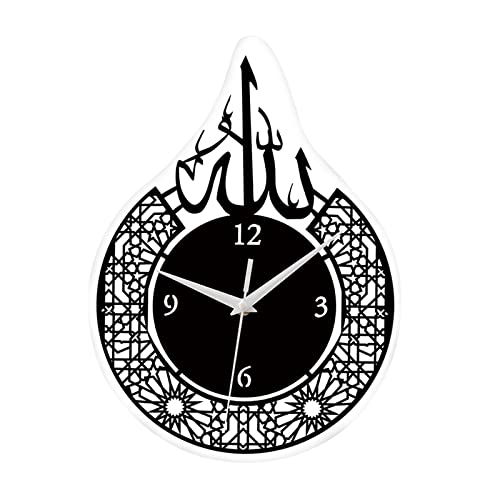 Colcolo Islamische muslimische Kalligraphie-Wanduhr, muslimische Quarz-Digitaluhr leise, Wandbehang Dekorationen für Wohnzimmer Schlafzimmer Eid, Schwarz von Colcolo