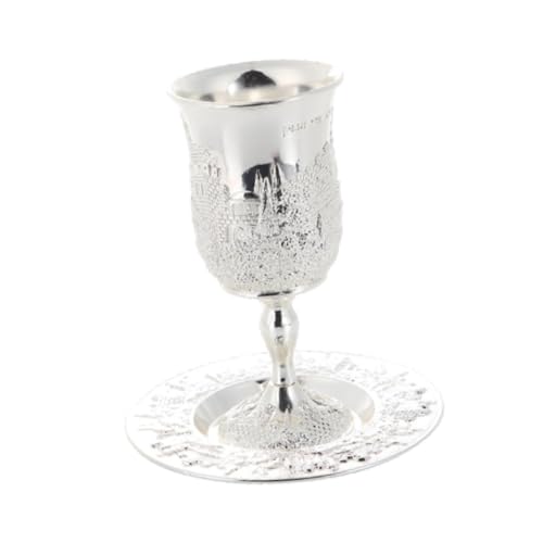 Colcolo Kelch, Kelch mit Untertasse mit Untertasse, Kidduschbecher, Weinkelch für Feiertage, Jahrestag, Silber von Colcolo