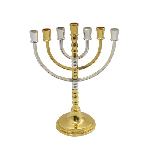 Colcolo Menorah mit 7 Zweigen, Kerzenständer aus Metall, antiker Kerzenständer, 7-Armiger Kandelaber für Schabbat, Weihnachtsfeier, Tabernakel, Heimdekoration von Colcolo