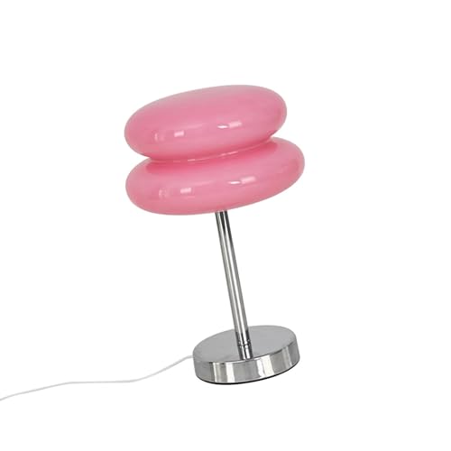 Colcolo Nachttischlampe aus Glas, Eierkuchenlampe, Ambiente-Tischlampe, Tischlampe aus Glas, Retro, süß, für Party, Schreibtischlampe, Nachttisch, ROSA von Colcolo