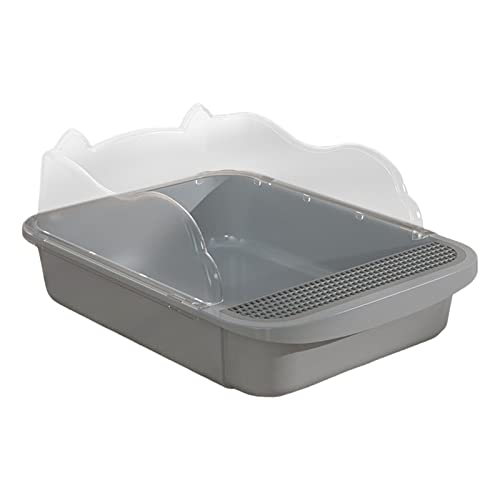 Colcolo Offene Haustier-Katzentoilette, hohe Seiten, verhindern das Auslaufen von Sand, Kätzchen-Katzenklo-Behälter, Sandkasten, Haustier-Katzenklo für kleine, 43x28x18cm Grau von Colcolo