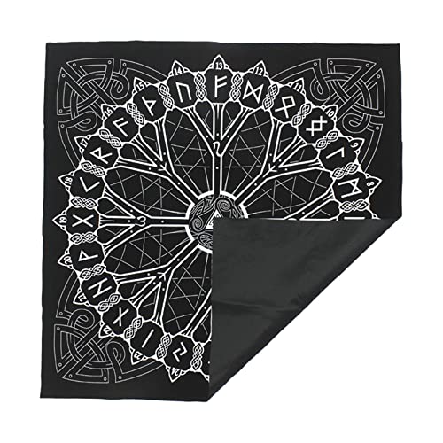 Colcolo Rune Casting Wikinger Altar Tischdecke, Schwarz, 49x49cm, Samt/Flanell, Mystisch, Rutschfest von Colcolo