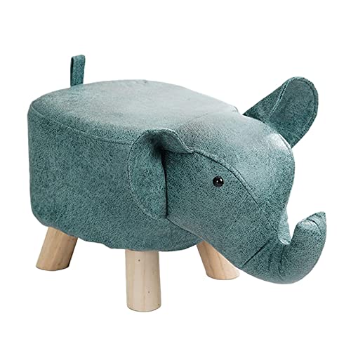 Colcolo Sofa, Teehocker, Kinderhocker aus Holz, niedlicher Schuhwechsel, Hocker mit Holzaufbewahrung, Elefantenbank für Dekoration, Schlafzimmer, Spielzimmer, Blau von Colcolo