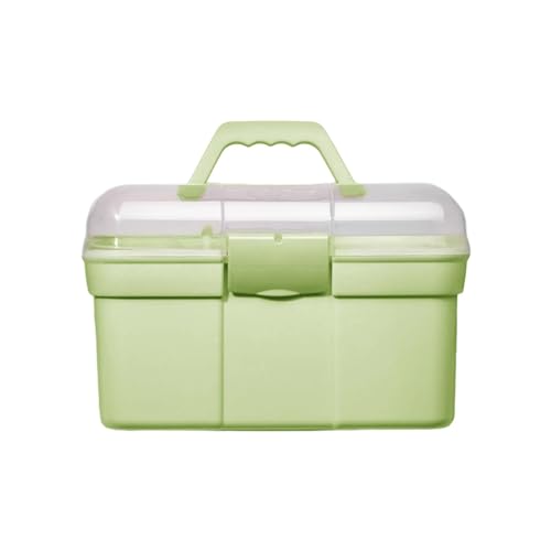 Colcolo Tragbare Mehrzweck-Aufbewahrungsbox mit herausnehmbarem Tablett und Griff, 2-stufiger abschließbarer Behälter mit Deckel für kosmetisches, Grün von Colcolo
