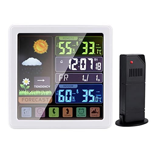 Colcolo Wecker Wetterstation Großes Display Temperaturanzeige Snooze Kalender Einstellbare Hintergrundbeleuchtung 12H/24H für Wohnzimmer Zuhause von Colcolo