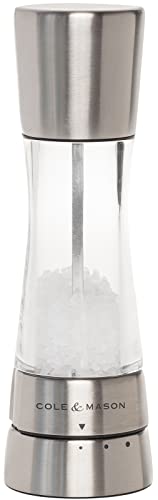 Cole & Mason H59402G Derwent Edelstahl Salzmühle, Edelstahl/Acryl, 190mm, Precision+, Geschenkset von Cole & Mason