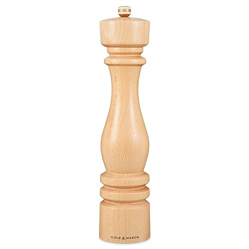 Cole & Mason H233012 London Salzmühle, mit Einstellbarem Mahlwerk, Holz, 30cm, Precision+ mit Keramikmahlwerk, Gewürzmühle, Mühle für Salz von Cole & Mason