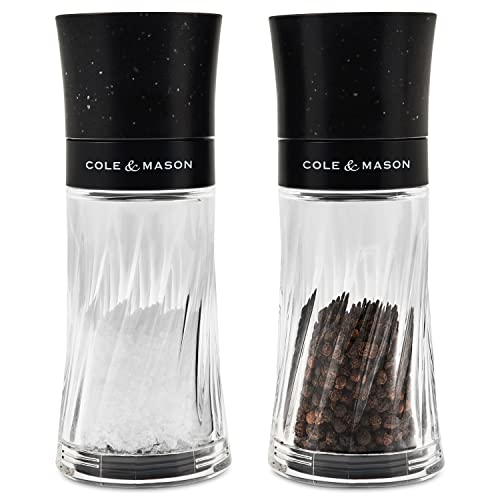 Cole & Mason H312103 Warwick Salz- und Pfeffermühlen-Set, ABS-Kunststoff, 150 mm, Schwarz/Transparent von Cole & Mason