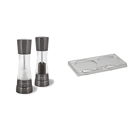 Cole & Mason H59428G Derwent Salz und Pfeffer Mühle Set (Rotguss) / Cole & Mason H306119 Ramsgate Klare Salz und Pfeffer Mühle Tablett | Bundle von Cole & Mason