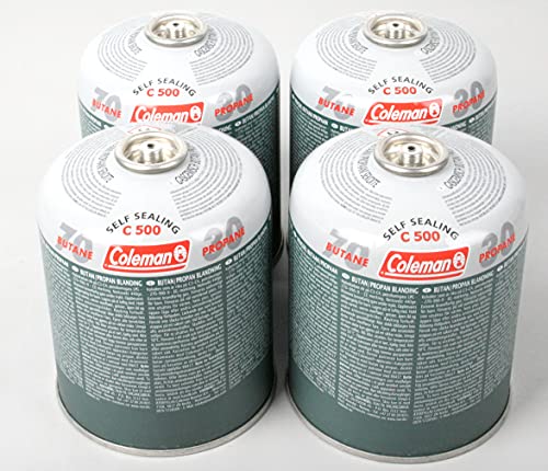 4 x Coleman C500 500 g selbstdichtender Gaskartusche Ventilkartuschen mit Schraubventil Butan/Propan Mix von Coleman