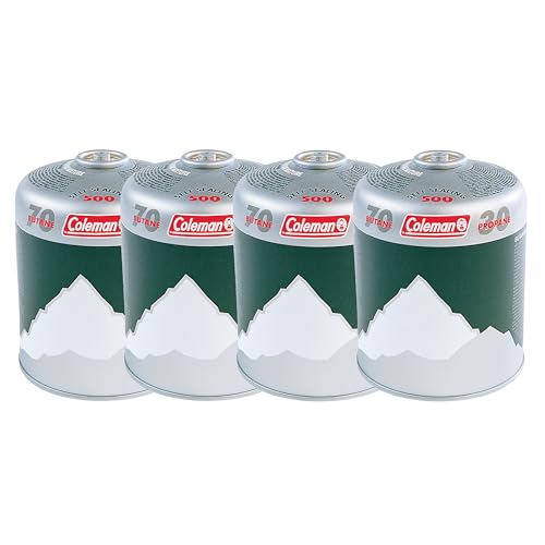 Coleman C500 Gaskartusche 4er-Pack, Ventilkartusche mit Schraubventil, passt für Campingkocher, Campinggrill oder Lampen, 440g leistungsstarkes Butan/Propan Gemisch Coleman C500 Gaskartusche 4er-Pack, Ventilkartusche mit Schraubventil, passt für Campingkocher, Campinggrill oder Lampen, 440g leistungsstarkes Butan/Propan Gemisch von Coleman
