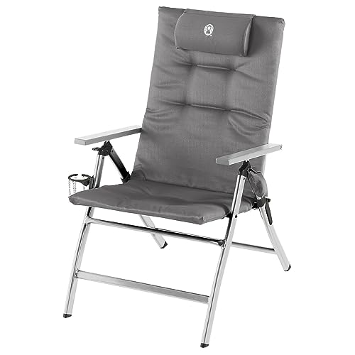 Coleman Premium Aluminum Campingstuhl mit gepolsterter Rückenlehne und 5-Positionen Einstellung - Extrem Stabiler Stuhl mit Becherhalter für höchsten Komfort und Qualität von Coleman