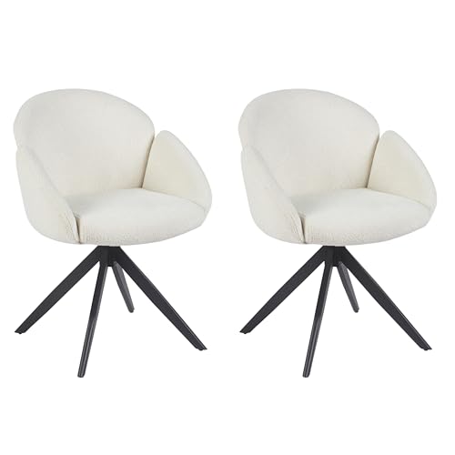 Colenis 2er-Set Esszimmerstühle – Industrielle Stühle aus Bouclé in Weiß mit Metallgestell, Bequeme Polsterung, Ergonomische Sitzfläche für Küche, Wohnzimmer oder Büro – Modell NES von Colenis
