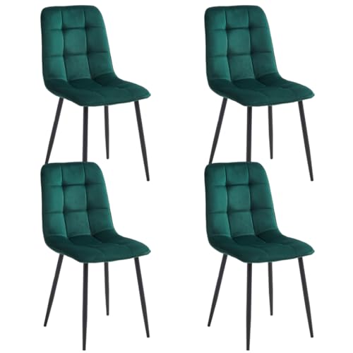 Colenis - Ela Esszimmerstühle - 4er Set - Grün - Samt - Für Esszimmer, Küche & Wohnzimmer - Modernes Design von Colenis