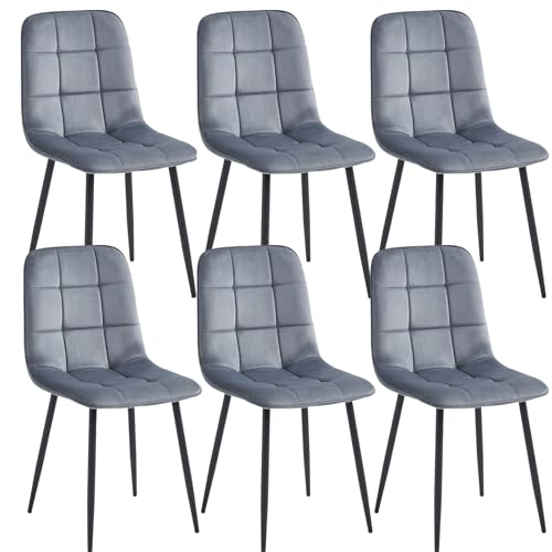 Colenis - Ela Esszimmerstühle - 6er Set - Grau - Samt - Für Esszimmer, Küche & Wohnzimmer - Modernes Design von Colenis