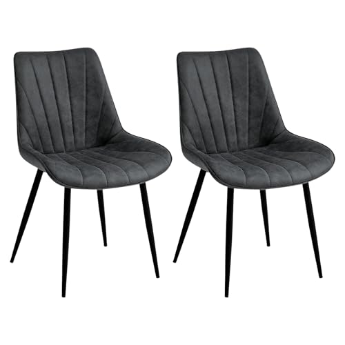 Colenis Esszimmerstühle 2er Set, Küchenstühle Esszimmerstuhl Mikrofaserstuhl mit Rückenlehne, Sitzfläche Mikrofaser, Metallbeine, bis 120 kg, für Küche Wohnzimmer Esszimmer, Anthrazit, Lesedi von Colenis