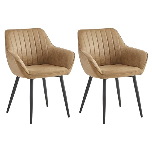 Colenis Esszimmerstühle 2er Set, Küchenstühle Mikrofaserstuhl mit Rückenlehne, Sitzfläche aus Mikrofaser, Metallbeine, bis 120 kg belastbar, für Küche Wohnzimmer Esszimmer Schlafzimmer, Sand, Luna von Colenis