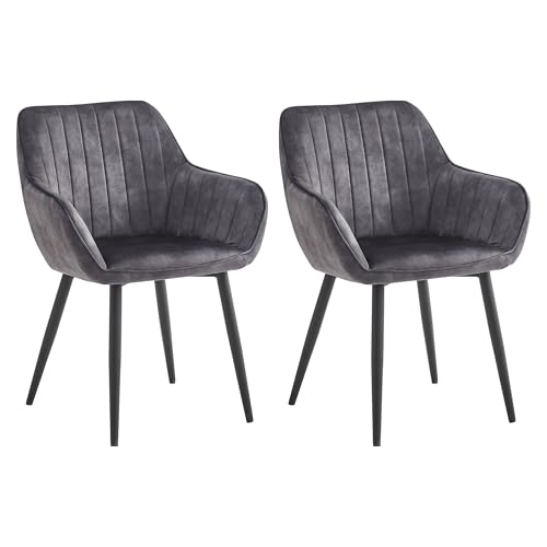 Colenis Esszimmerstühle 2er Set, Küchenstühle Samtstuhl mit Rückenlehne, Sitzfläche aus Adoré Samt, Metallbeine, bis 120 kg belastbar, für Küche Wohnzimmer Esszimmer Schlafzimmer, Anthrazit, Luna von Colenis