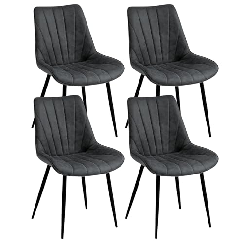 Colenis Esszimmerstühle 4er Set, Küchenstühle Esszimmerstuhl Mikrofaserstuhl mit Rückenlehne, Sitzfläche Mikrofaser, Metallbeine, bis 120 kg, für Küche Wohnzimmer Esszimmer, Anthrazit, Lesedi von Colenis