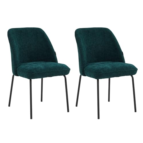 Colenis Esszimmerstühle Julia 2er Set mit Bezug aus Leinen, stabiles Stahlgestell bis 120 kg belastbar, 2 Stühle für Esszimmer & Küche, Küchenstühle Esszimmerstuhl - Grün von Colenis