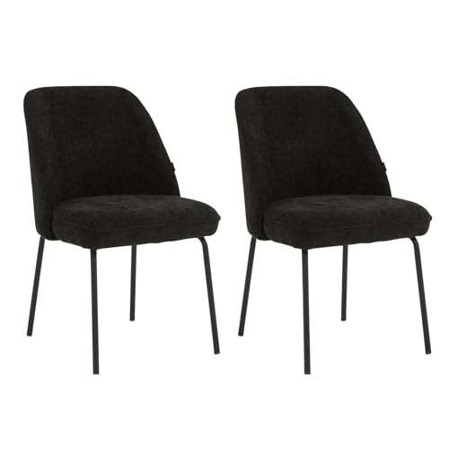 Colenis Esszimmerstühle Julia 2er Set mit Bezug aus Leinen, stabiles Stahlgestell bis 120 kg belastbar, 2 Stühle für Esszimmer & Küche, Küchenstühle Esszimmerstuhl - Schwarz von Colenis