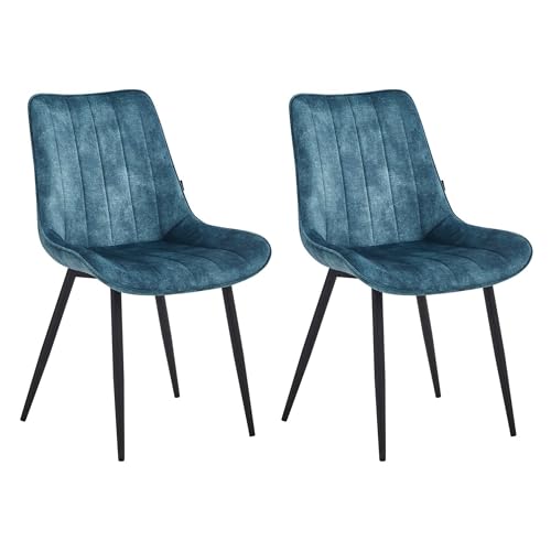 Colenis Verta Esszimmerstuhl 2er Set, Küchenstühle gepolstert mit Rückenlehne, Bezug aus Adoré Samt, bis 120 kg belastbar, Metallbeine, für Esszimmer, Küche & Wohnzimmer, Petro von Colenis
