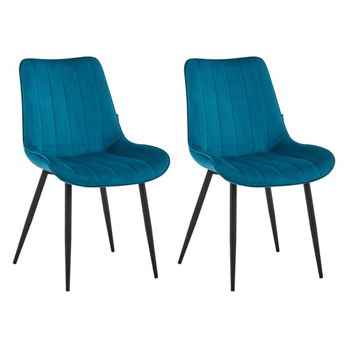 Colenis Verta Esszimmerstuhl 2er Set, Küchenstühle gepolstert mit Rückenlehne, Bezug aus Samt, bis 120 kg belastbar, Metallbeine, für Esszimmer, Küche & Wohnzimmer, Petrol von Colenis