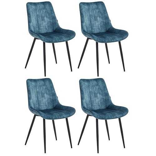 Colenis Verta Esszimmerstuhl 4er Set, Küchenstühle gepolstert mit Rückenlehne, Bezug aus Adoré Samt, bis 120 kg belastbar, Metallbeine, für Esszimmer, Küche & Wohnzimmer, Petrol Colenis Verta Esszimmerstuhl 4er Set, Küchenstühle gepolstert mit Rückenlehne, Bezug aus Adoré Samt, bis 120 kg belastbar, Metallbeine, für Esszimmer, Küche & Wohnzimmer, Petrol von Colenis