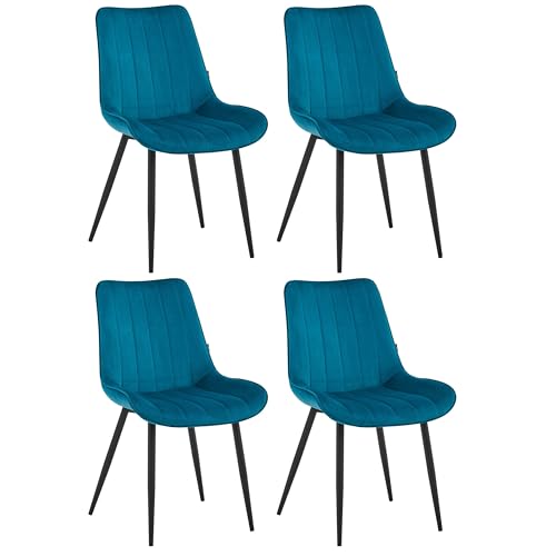 Colenis Verta Esszimmerstuhl 4er Set, Küchenstühle gepolstert mit Rückenlehne, Bezug aus Samt, bis 120 kg belastbar, Metallbeine, für Esszimmer, Küche & Wohnzimmer, Petrol Colenis Verta Esszimmerstuhl 4er Set, Küchenstühle gepolstert mit Rückenlehne, Bezug aus Samt, bis 120 kg belastbar, Metallbeine, für Esszimmer, Küche & Wohnzimmer, Petrol von Colenis