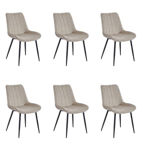 Colenis® - Esszimmerstühle Verta – 6 Stück – Beige – Samt – Bürostuhl, Küchenstühle – Füße aus Metall von Colenis