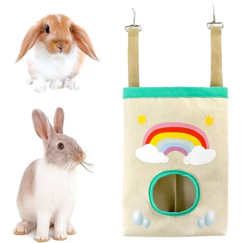 Colenumone Bunny Hay Feeder, Hanging Rabbit Hay Feeder Bag für Kaninchen Meerschweinchen Chinchillas Hamster Colenumone Bunny Hay Feeder, Hanging Rabbit Hay Feeder Bag für Kaninchen Meerschweinchen Chinchillas Hamster von Colenumone