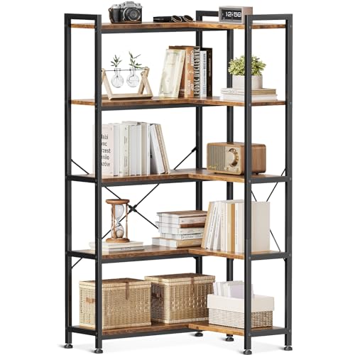 Coleshome 5 Regal Eck-Bücherregal, großes modernes Eck-Bücherregal, 5-stöckiges hohes Eckregal, Braun Coleshome 5 Regal Eck-Bücherregal, großes modernes Eck-Bücherregal, 5-stöckiges hohes Eckregal, Braun von Coleshome