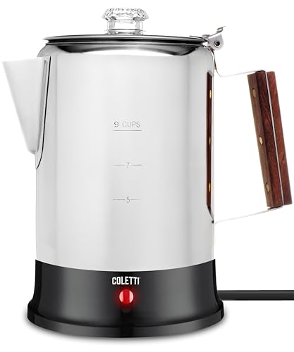 COLETTI Bozeman Elektrischer Perkolator — Perkolator Kaffeekanne, Kaffeeperkolator – [9 Tassen, elektrisch] von Coletti