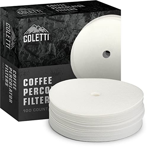 COLETTI Bozeman Perkolator-Kaffeefilter 3,75 Zoll – 100 Scheiben-Kaffeefilter für Perkolatoren – Premium (weiß – synthetisch, 3,75 Zoll) von Coletti