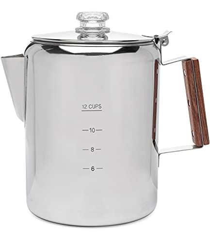 Coletti Bozeman Perkolator-Kaffeekanne – Camping-Kaffeekanne & Outdoor-Kaffeekocher – Amerikas beliebtester Perkolator – KEIN Aluminium, KEIN Plastik [12 Tassen] von Coletti