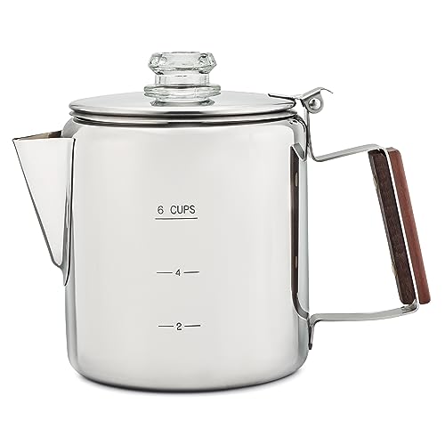 Coletti Bozeman Perkolator-Kaffeekanne – Kaffeekocher für Camping – Amerikas beliebtester Perkolator – KEIN Aluminium, KEIN Plastik [6 Tassen] von Coletti