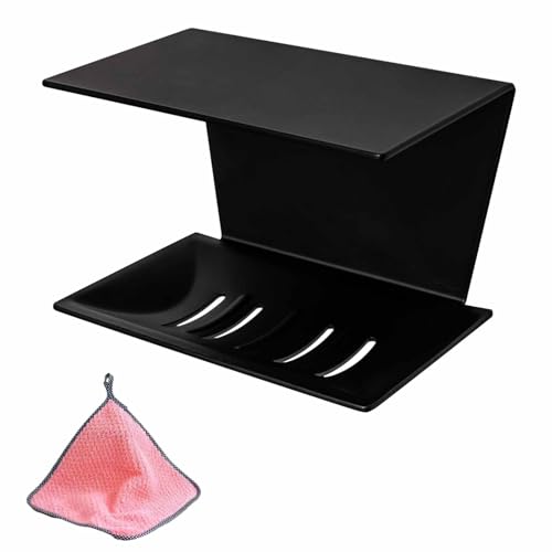 1 rostschutzmetall seifenhalter mit Ablage schwarz ohne Bohren,seifenschale mit ablauf wandmontage, seifenschale& selbstklebend in der Dusche verwendet (1, allgemein schwarz, Größe A) von ColevoHo