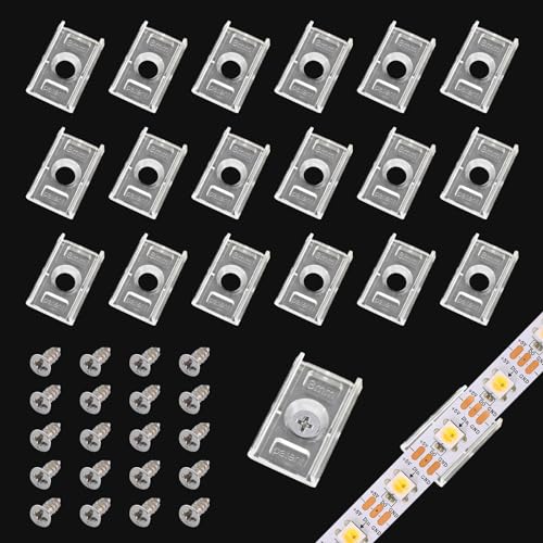 100 Stück 8mm LED Streifen Montagehalterung Clips, Licht Montagehalterung Klipp, LED Streifen Halterung, mit Schrauben, Streifenlicht-Montagehalterungsclip, für DIY, Außen, Innen, Dekor von Colexy