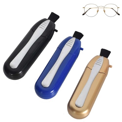3 Stück Mini Tragbare Brillenreiniger Hochwertig Brillenputztuch Mini-Gläser Weiche Bürsten-Reinigungs-Clip Reinigungsbürste aus Carbon-Mikrofaser für Brillen für Die Professionelle Brillenreinigung von Colexy