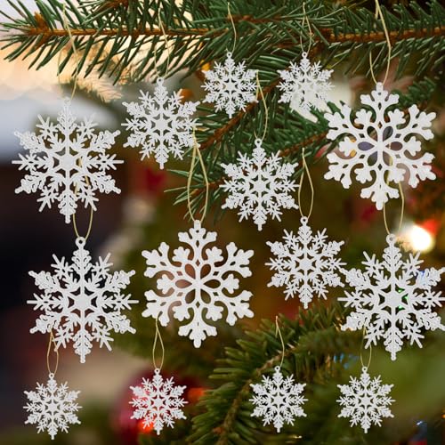 36 Stück Schneeflocke Weihnachtsbaumschmuck Set, 4 Größen Schneeflocken Deko Plastik, Hängende Schneeflocken-Dekorationen, Weihnachtsbaum-Ornamente aus Kunststoff Girlande Deko Weihnachten 36 Stück Schneeflocke Weihnachtsbaumschmuck Set, 4 Größen Schneeflocken Deko Plastik, Hängende Schneeflocken-Dekorationen, Weihnachtsbaum-Ornamente aus Kunststoff Girlande Deko Weihnachten von Colexy