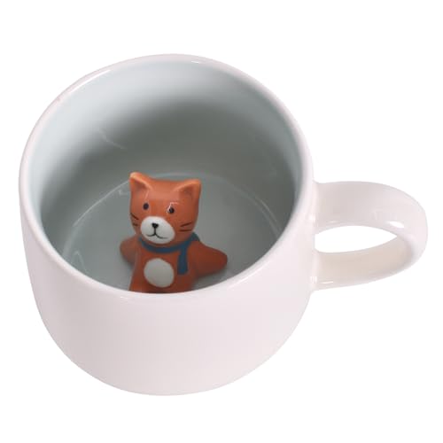 3D Tier Keramik Becher Kaffee-Milch-Tee-Keramik-Becher Witzige Tasse Niedliche Handgefertigte Tierfigur Geschenk für Persönlichen Geburtstag Weihnachten (Kätzchen) von Colexy