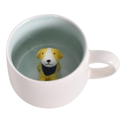 3D Tier Keramik Becher Kaffee-Milch-Tee-Keramik-Becher Witzige Tasse Niedliche Handgefertigte Tierfigur Geschenk für Persönlichen Geburtstag Weihnachten (Welpe) von Colexy